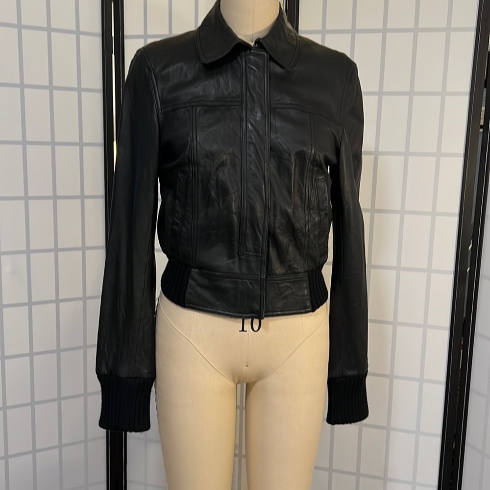 Catherine Malandrino leather bomber jacket